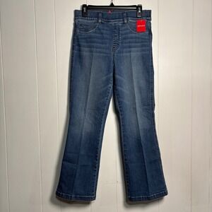 Spanx Denim Cropped Kick Flare Pant Vintage Indigo Blue High Rise L Flattering